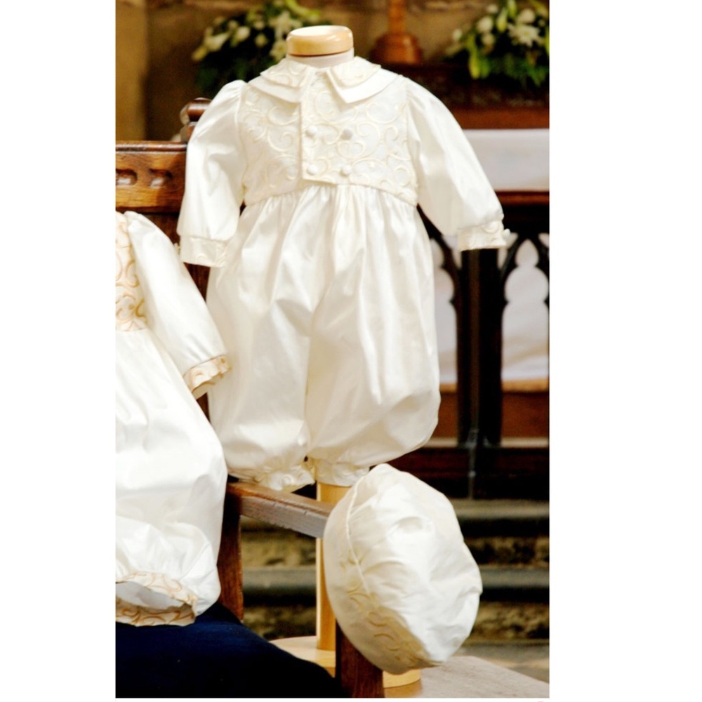 Elegant Ivory Baptism Romper Set